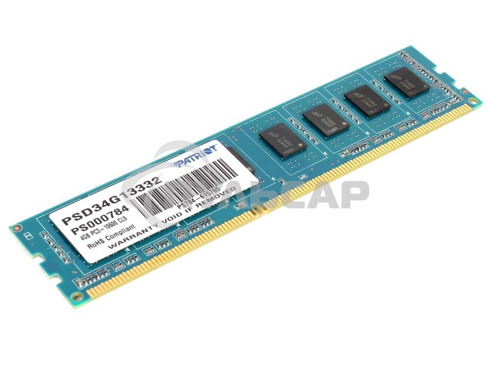 Оперативная память Patriot, DDR3, 4Gb (1x4 Gb), 1333 MHz, CL9, DIMM