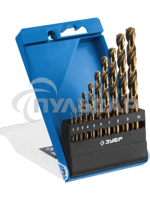 Набор сверл по металлу, ЗУБР КОБАЛЬТ 10шт(1-10мм), сталь Р6М5К5, класс А