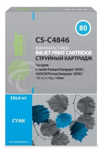 Картридж струйный Cactus CS-C4846 №80 голубой (350 мл) для HP DesignJet 1050C/1055CM/1000