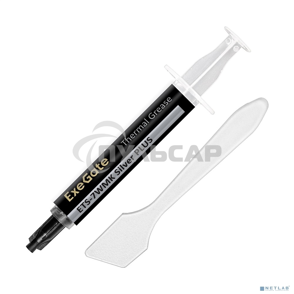 Термопаста ExeGate ETS-7WMK Silver PLUS (7,2 Вт/(м•К), 1.5г, шприц с лопаткой)