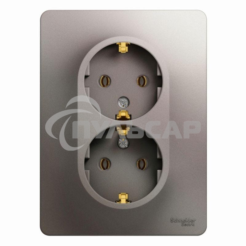 Розетка 2-м Glossa с заземл. в сборе платина SchE GSL001224