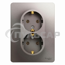 Розетка 2-м Glossa с заземл. в сборе платина SchE GSL001224