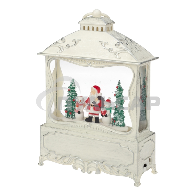 Декоративный фонарь Neon-night с эффектом снегопада и подсветкой Рождественский лес, белый