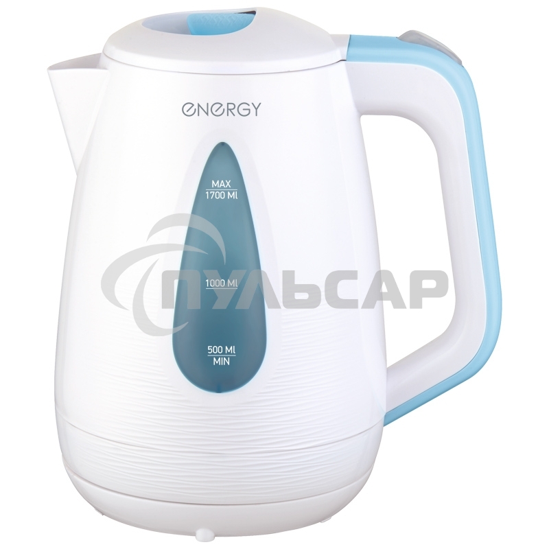 Чайник электрический Energy E-214 белый/голубой (1.7 л, диск)