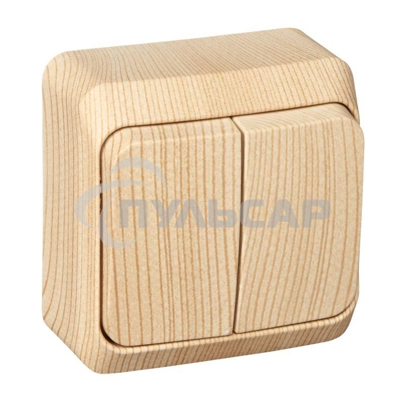 Выключатель 2-кл. ОП Этюд Дача 10А IP20 сосна SchE BA10-002D