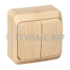 Выключатель 2-кл. ОП Этюд Дача 10А IP20 сосна SchE BA10-002D