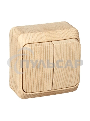 Выключатель 2-кл. ОП Этюд Дача 10А IP20 сосна SchE BA10-002D