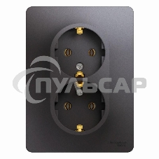 Розетка 2-м Glossa с заземл. в сборе графит SchE GSL001324