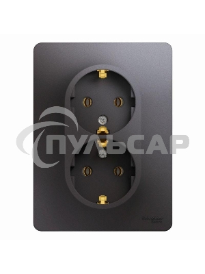Розетка 2-м Glossa с заземл. в сборе графит SchE GSL001324