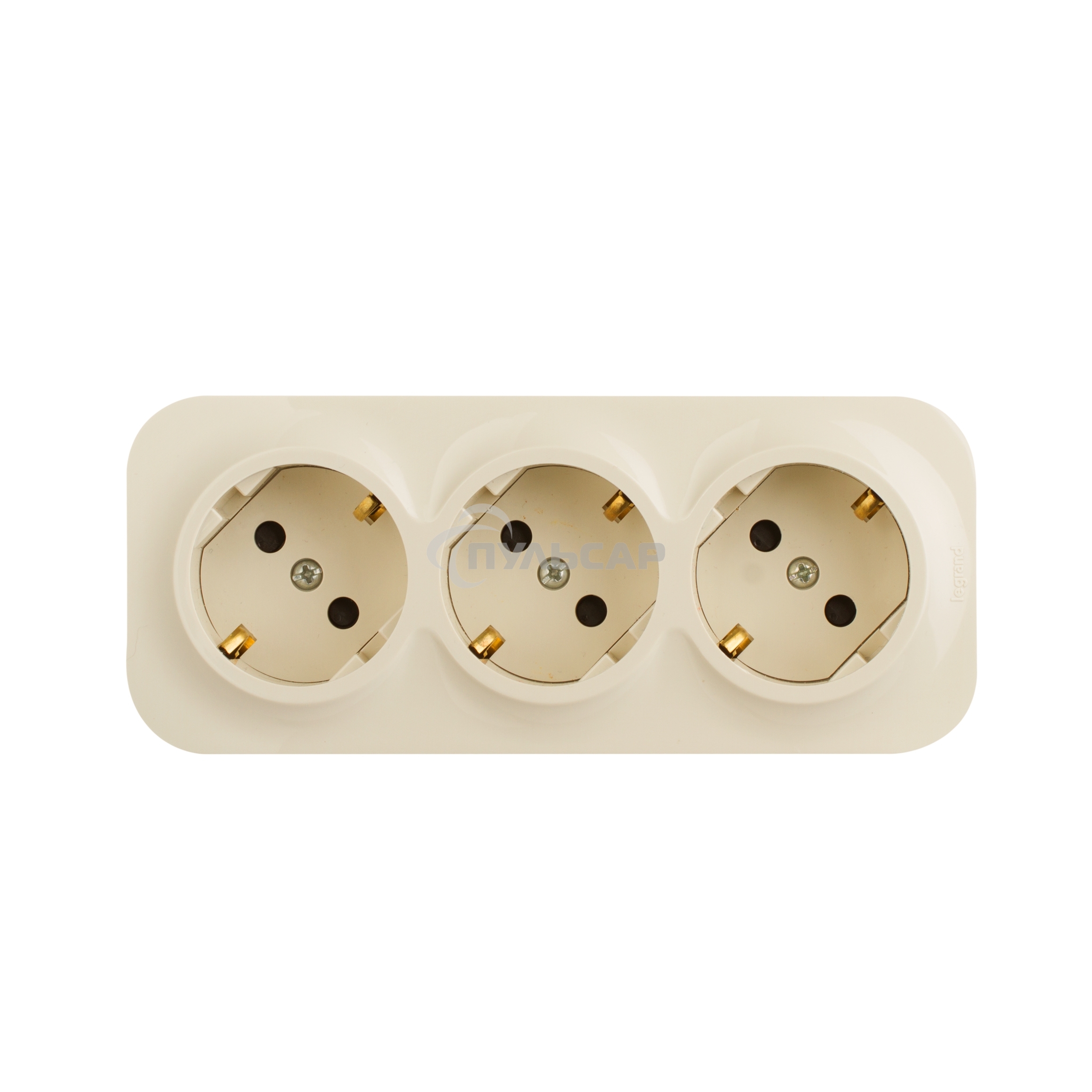 Блок розеток Quteo с предварительным подключением 3x2К+З со шторками, 16A, 250В, IP 20, Слон. кость