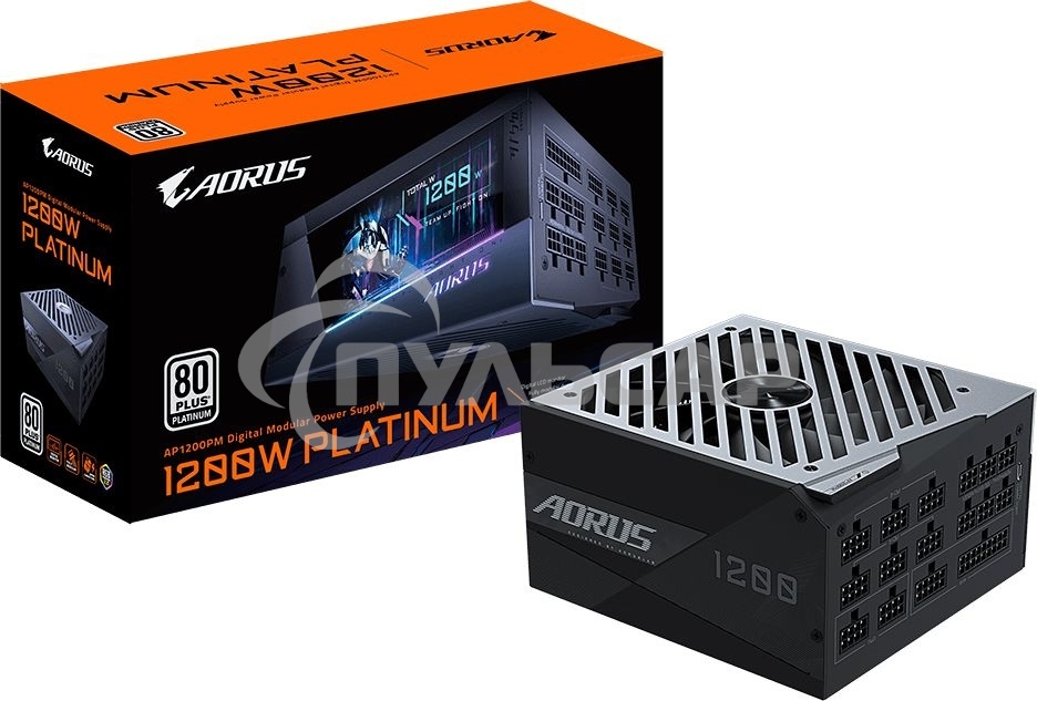 Блок питания Gigabyte GP-AP1200PM, 1200Вт, 80 PLUS Platinum, 140мм, модульный, черный