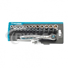 Набор торцевых головок GROSS, трещотка 120 зубьев, 36 предметов 14142