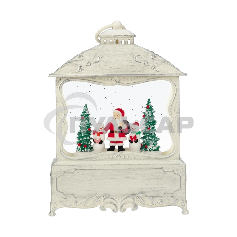 Декоративный фонарь Neon-night с эффектом снегопада и подсветкой Рождественский лес, белый