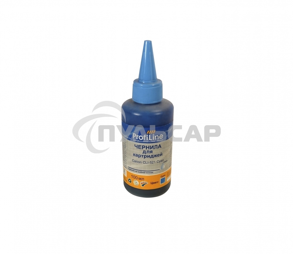 Чернила ProfiLine PL-CLI-521C для принтеров Canon Pixma Ip3600/IP4600/MP540/MP620/MP630/MP980 Cyan 100 мл водн