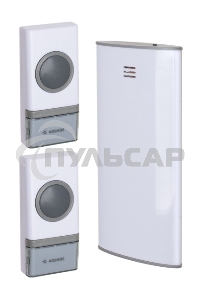 Звонок беспроводной Космос KOC_AG307C232 мелодии, 150м, белый, 2 кнопки