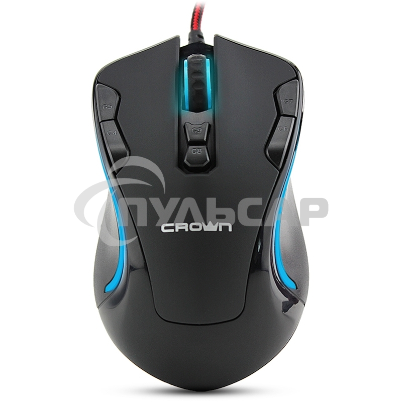 Мышь проводная Crown Gaming CMXG-804 черный, 2000 dpi, USB, кнопки - 9