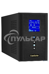 Источник бесперебойного питания ExeGate SineTower SN-1500.LCD.AVR.2SH.1C13.USB 1500VA/1200W, чистая синусоида, LCD дисплей, AVR, 2*Schuko+1*C13, USB, линейно-интерактивный, черный
