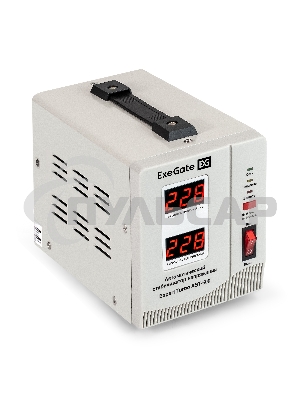 Стабилизатор напряжения ExeGate Expert Turbo AST-500 (500ВА, вход 80-260В, двойная цифр. индикация вход/вых. напряжения, выход 220В±8%, КПД 98%, 5 уровней защиты, задержка, усиленный метал. корпус, 1*Schuko, RTL)