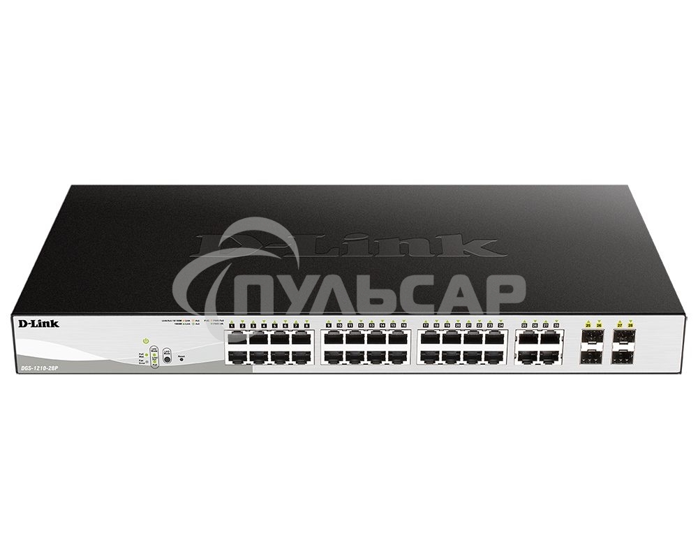 Коммутатор DGS-1210-28P/F5A Настраиваемый L2 PoE-коммутатор, 24x1000Base-T, 4хCombo 1000Base-T/SFP