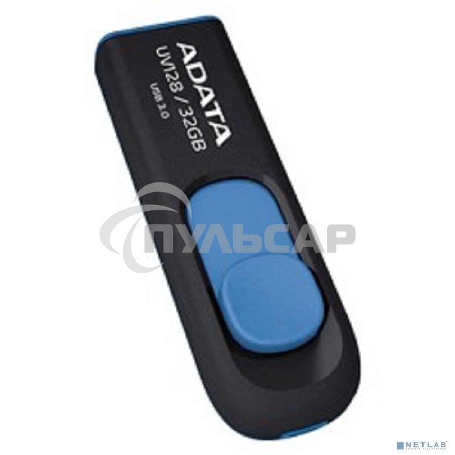 Флешка USB ADATA UV128 (AUV128-32G-RBE), 32 Gb, USB 3.0, R/W 100/30, черный/синий