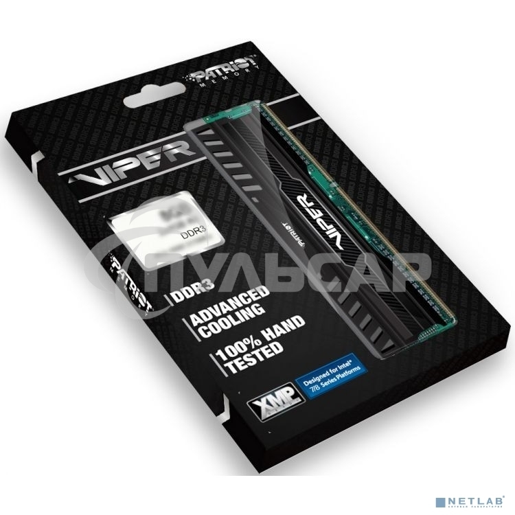Оперативная память Patriot Viper 3, DDR3, 16Gb (2x8 Gb), 1600 MHz, CL9, DIMM, радиатор, черный
