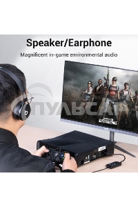 Внешняя звуковая карта Vention USB c регулятором громкости Черная