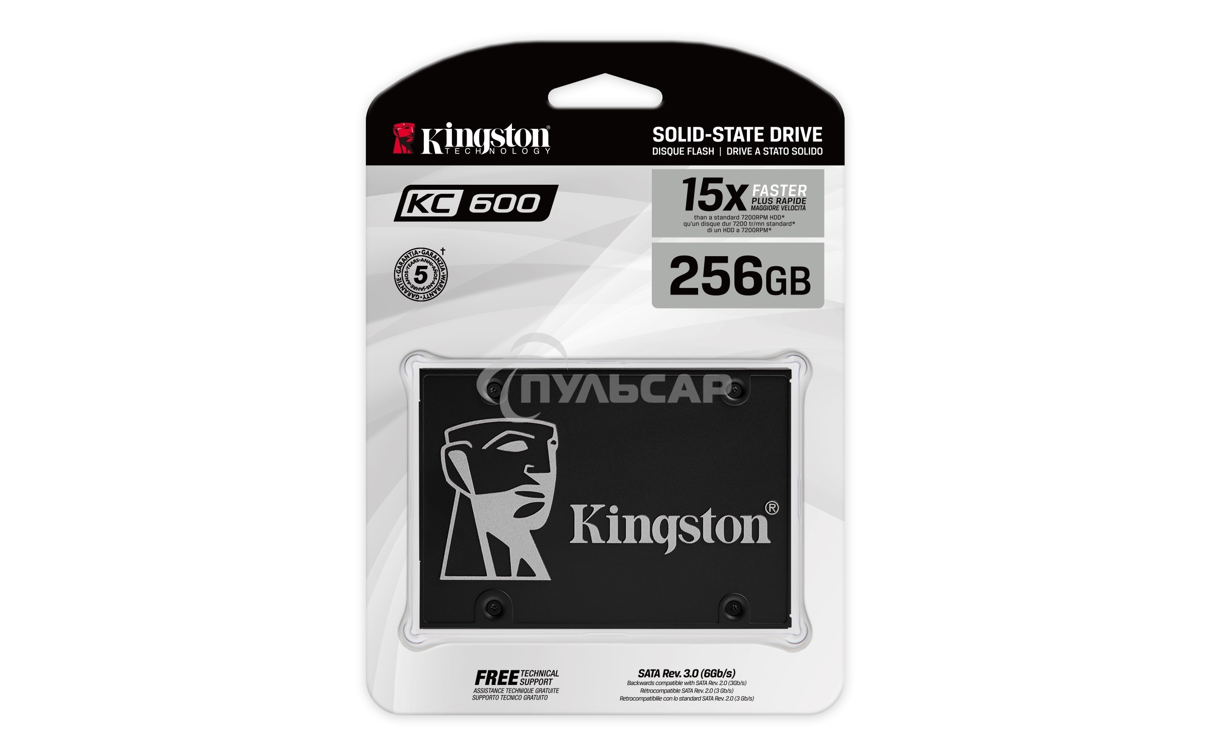 Накопитель SSD Kingston KC600, 256Gb, SATA III, 2.5