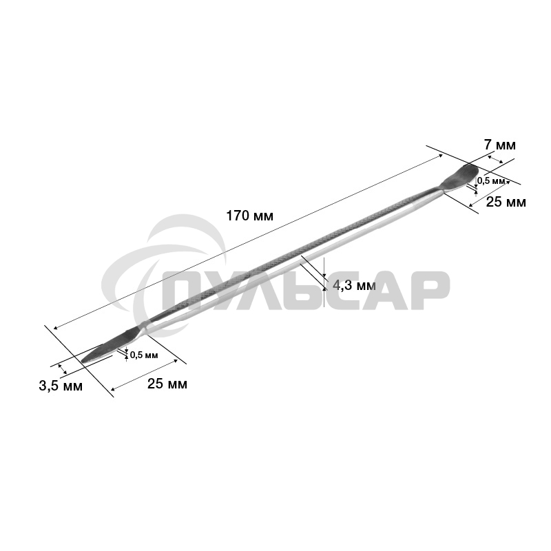 Спуджер металлический узкий (лопатка двухсторонняя) 170 мм