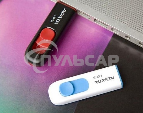 Флешка USB ADATA С008 (AC008-32G-RKD), 32 Gb, USB 2.0, R/W 15/5, черный/красный