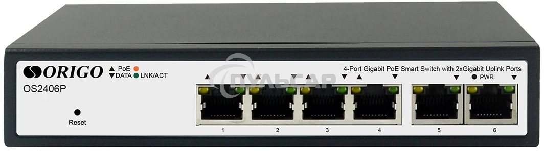 Коммутатор Smart Managed L2 PoE Switch 4 x 1000Base-T PoE+, 2 x 1000Base-T, PoE-60W budget