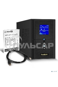 Источник бесперебойного питания ExeGate SineTower SN-1500.LCD.AVR.2SH.1C13.USB 1500VA/1200W, чистая синусоида, LCD дисплей, AVR, 2*Schuko+1*C13, USB, линейно-интерактивный, черный