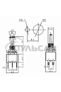 Тумблер 250V 3А (6c) ON-OFF-ON двухполюсныйMicroRexant