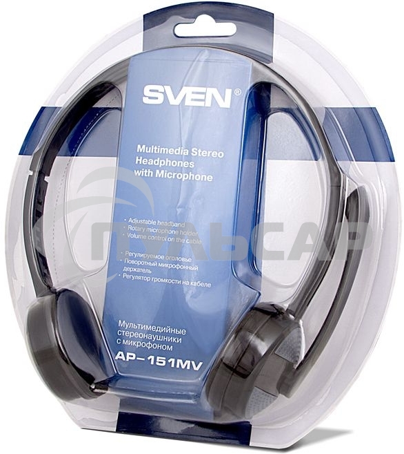 Мультимедийные стереонаушники с микрофоном SVEN AP-151MV, черный 