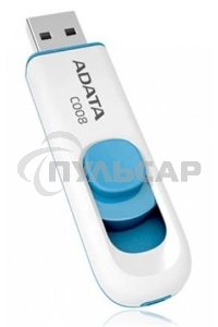 Флешка USB ADATA С008 (AC008-64G-RWE), 64 Gb, USB 2.0, R/W 15/5, белый/синий