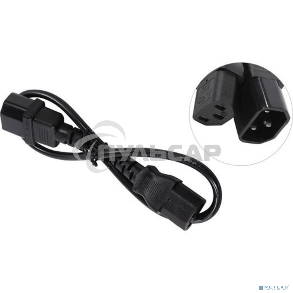 Кабель монитор-компьютер (UPS->уст-во) ExeGate Power EC-0,5P (С13->С14) VDE-250V-3*0.5-CU, 6A, 0.5м