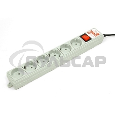 Сетевой фильтр Power Cube 5,0 м 6 розеток (серый) 10А/2,2кВт