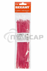 Хомут-стяжкa нeйлонoвая Rexant 200x3,6 мм, красная, упаковка 25 шт.