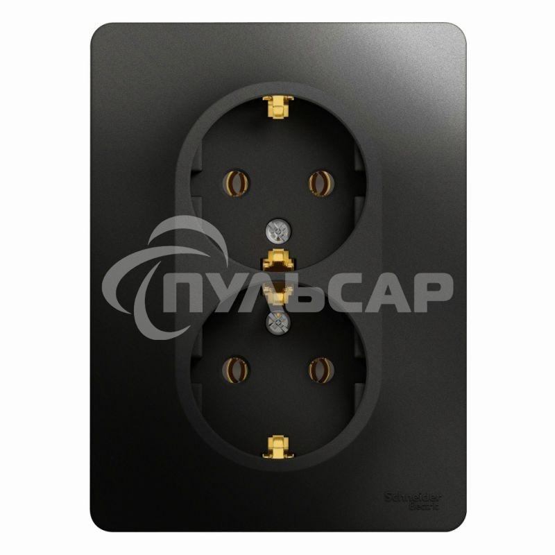 Розетка 2-м Glossa 16А с заземл. в сборе антрацит SchE GSL000724