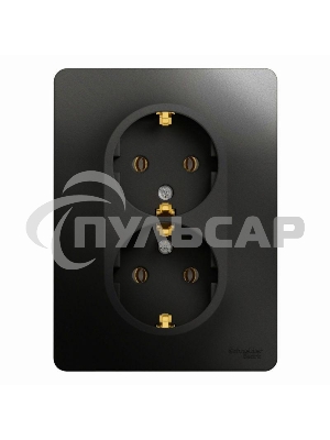Розетка 2-м Glossa 16А с заземл. в сборе антрацит SchE GSL000724