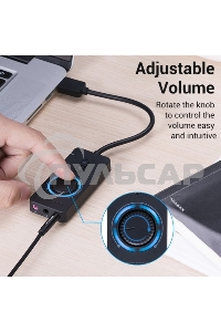 Внешняя звуковая карта Vention USB c регулятором громкости Черная