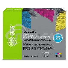 Картридж струйный Cactus CS-C9352 №22 трехцветный ( 11.4 мл) для HP DJ 3920/3940/D1360/D1460/D1470/D1560/D2330/D2360/D2430/D2460/F370/F375/F380/F2180/F2187/F2224/F2280/F2290/F4140/F4172/F4180/F4190