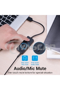 Внешняя звуковая карта Vention USB c регулятором громкости Черная