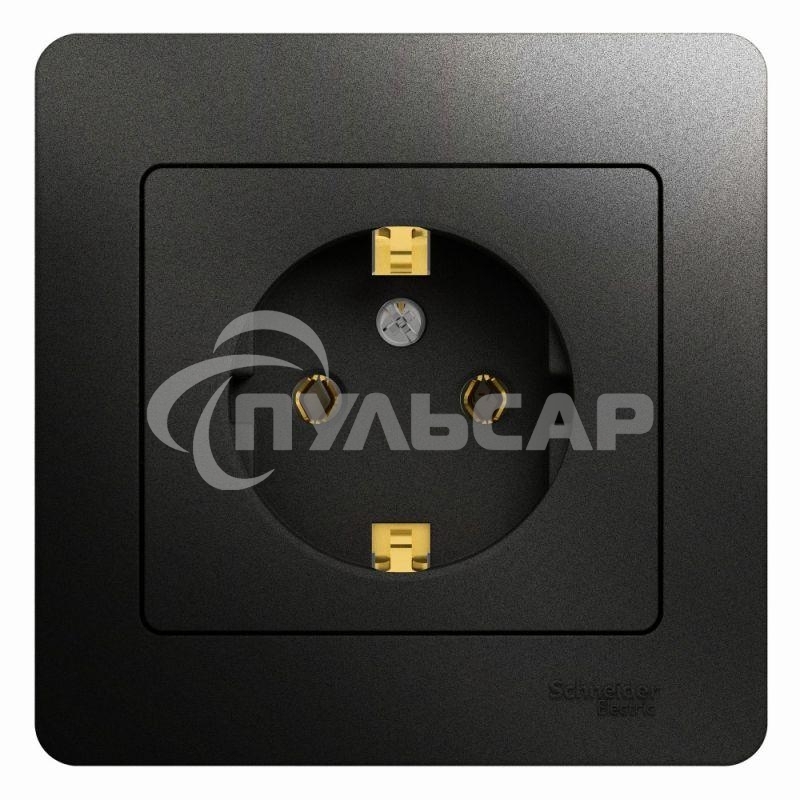 Розетка 1-м Glossa 16А в сборе с заземл. в сборе антрацит SchE GSL000742