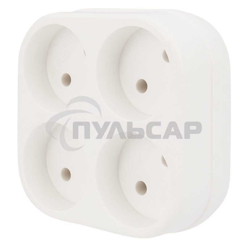 Четверник электрический 6А без заземления, белый Rexant