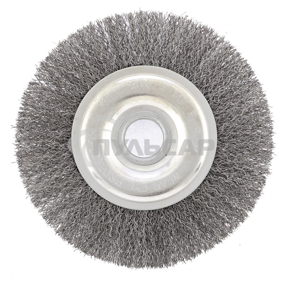 Щетка для УШМ Сибртех 150 мм, посадка 22,2 мм, Плоская, витая проволока 0,3 мм 746647
