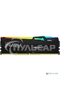 Оперативная память Kingston Fury Beast, DDR5, 16Gb (1x16Gb), 5200MHz, CL40, DIMM, с радиаторами, RGB, черный