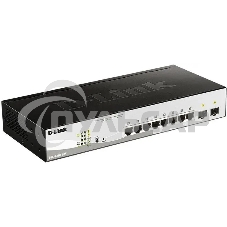 Коммутатор D-Link DGS-1210-10P/FL2A Управляемый L2 коммутатор с 8 портами 10/100/1000Base-T и 2 портами 1000Base-X SFP (8 портов PoE 802.3af/at, PoE бюджет 65 Вт)