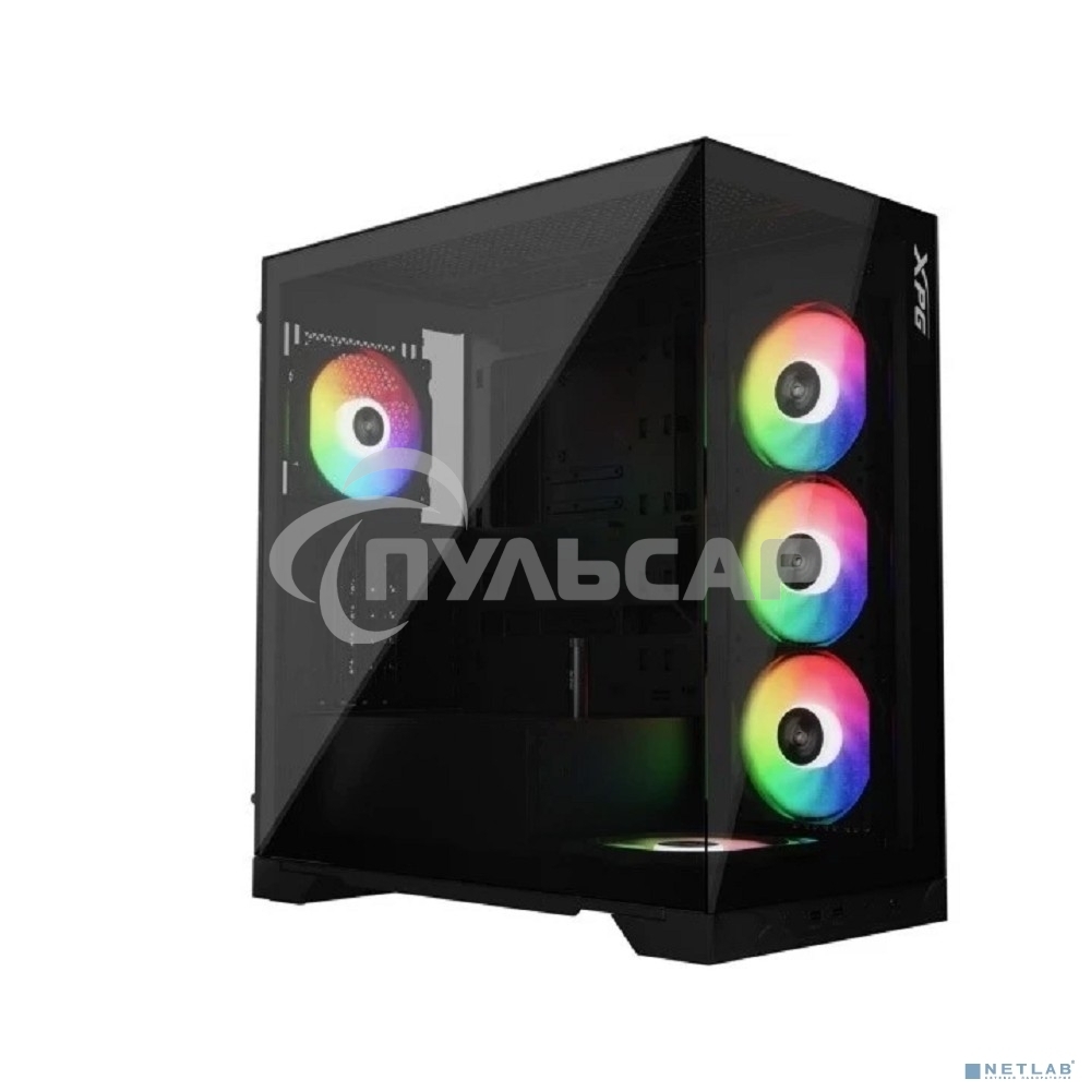 Компьютерный корпус XPG INVADER X BLACK (INVADERXMT-BKCWW) Mid-Tower Gaming ATX PC Case with Panoramic View, Tempered Glass Panels, and RGb Lighting Black