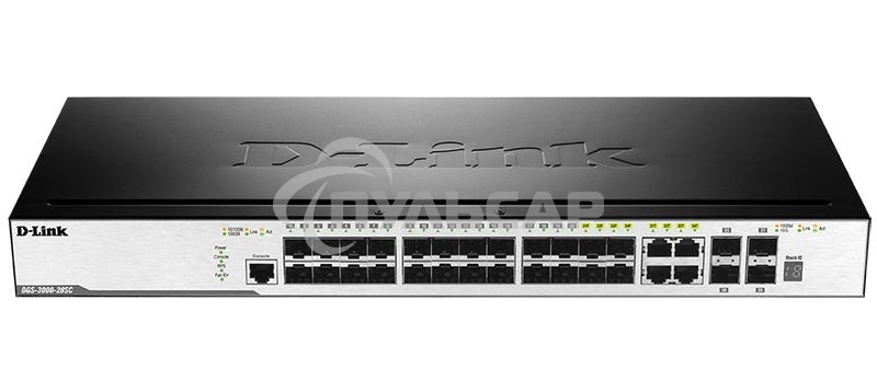 Коммутатор управляемый стекируемый D-Link DGS-3000-28SC/A1A 2 уровня с 20 портами 100/1000Base-X SFP, 4 комбо-портами 10/100/1000Base-T/SFP и 4 портами 10Gbase-X SFP+