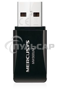 Сетевой адаптер USB2.0 адаптер Mercusys MW300UM, 300Мбит/с, компактный